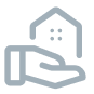 Icon of a hand holding a house symbolizing detailed and high-quality property listings.