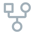 Integration icon showing connected shapes symbolizing a unified platform